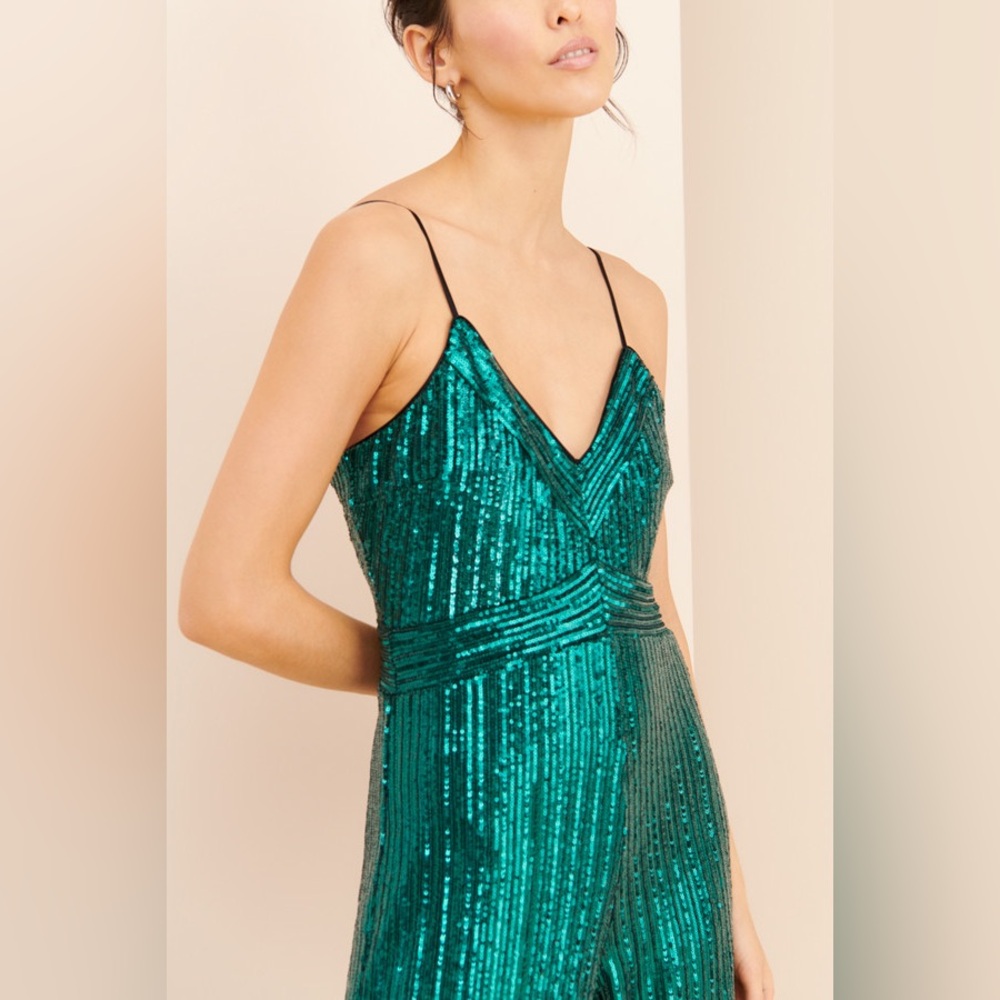 NWT SAYLOR Louisana Sequin Jumpsuit in Dark Green - Picture 3 of 12
